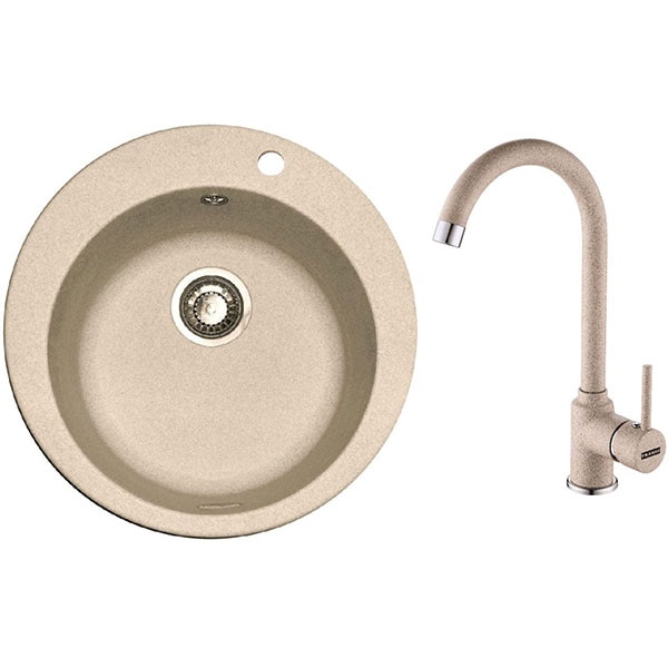 Pachet chiuveta FRANKE ROG 610, 1 cuva, granit + baterie Pola, avena