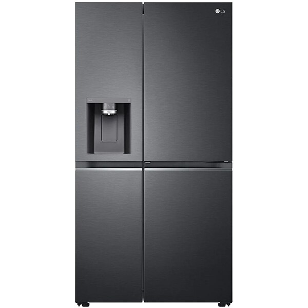 Side by Side LG GSJV91MCAE, Total No Frost, 635 l, H 179 cm, Clasa E, Dozator apa UVnano, DoorCooling+, ThinQ, negru