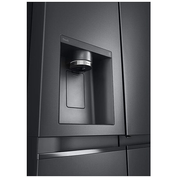 Side by Side LG GSJV91MCAE, Total No Frost, 635 l, H 179 cm, Clasa E, Dozator apa UVnano, DoorCooling+, ThinQ, negru