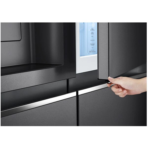 Side by Side LG GSJV91MCAE, Total No Frost, 635 l, H 179 cm, Clasa E, Dozator apa UVnano, DoorCooling+, ThinQ, negru