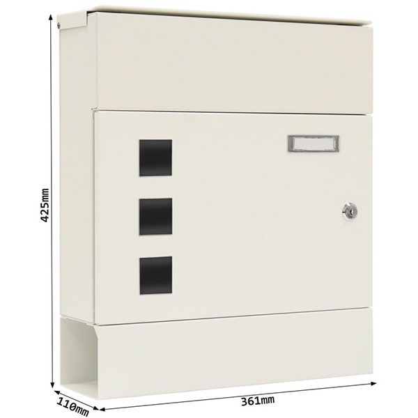 Cutie postala ROTTNER Globe, inchidere cheie, 361 x 425 x 110mm, alb