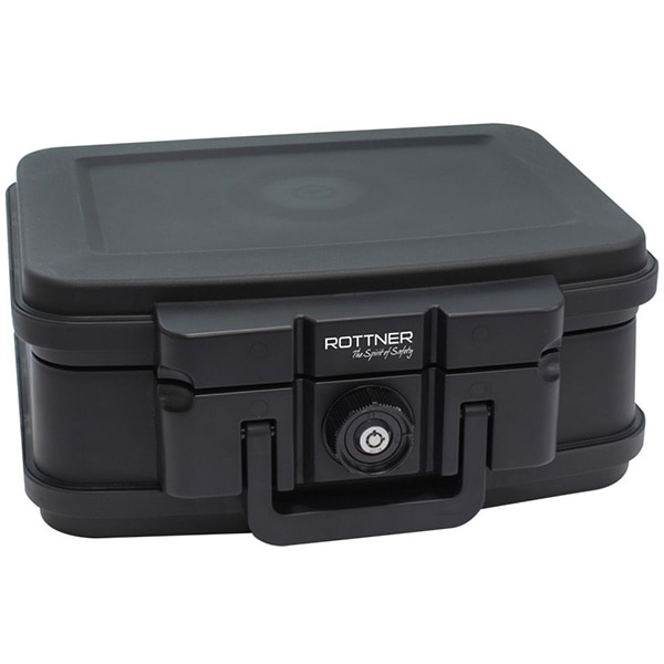 Caseta antifoc ROTTNER Fire Data Box 1, inchidere cheie, 382 x 165 x 324mm, negru