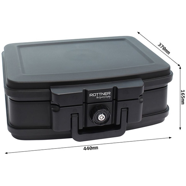 Caseta antifoc ROTTNER Fire Data Box 2, inchidere cheie, 440 x 165 x 370mm, negru