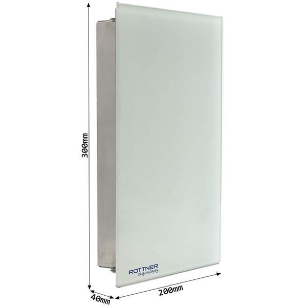 Caseta chei Rottner Key Glass, inchidere magnetica, 195 x 295 x 35mm, alb