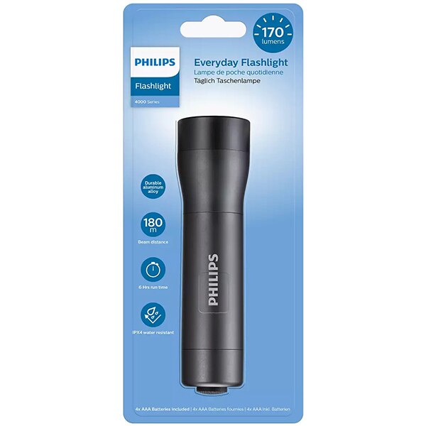 Lanterna LED PHILIPS SFL4001T/10, 170 lumeni, 4xAAA, negru