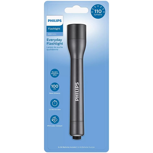 Lanterna LED PHILIPS SFL4002T/10, 110 lumeni, 2xAA, negru