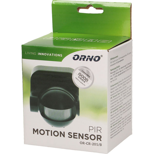 Senzor de miscare ORNO OR-CR-201/B, IP44, negru