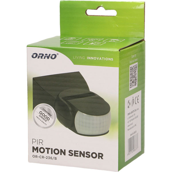 Senzor de miscare ORNO OR-CR-236/B, IP65, negru