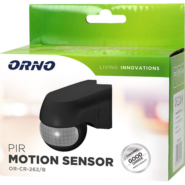 Senzor de miscare ORNO OR-CR-262/B, IP44, negru