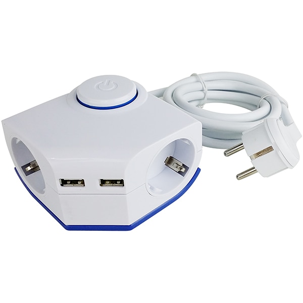 Prelungitor STROHM SM15011202, 2 prize Schuko, 2 USB, 1.5m, alb