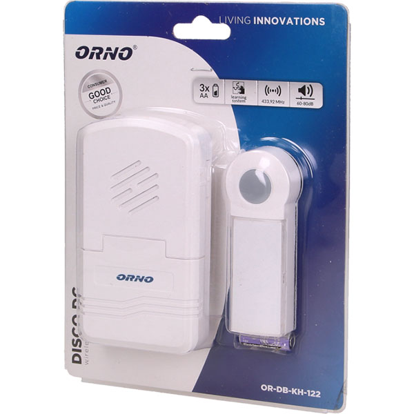 Sonerie wireless ORNO OR-DB-KH-122, 70 m, IP44, alb