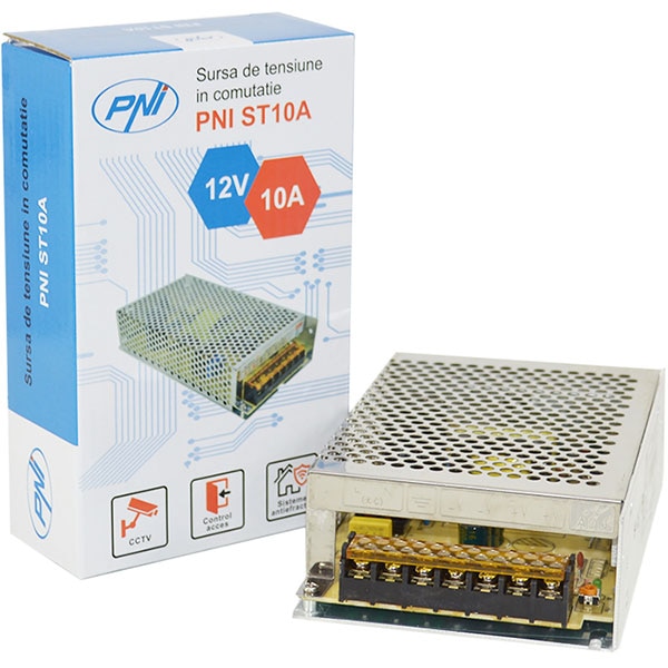 Sursa de tensiune in comutatie pentru sisteme de supraveghere PNI ST10A, 12V, 10A
