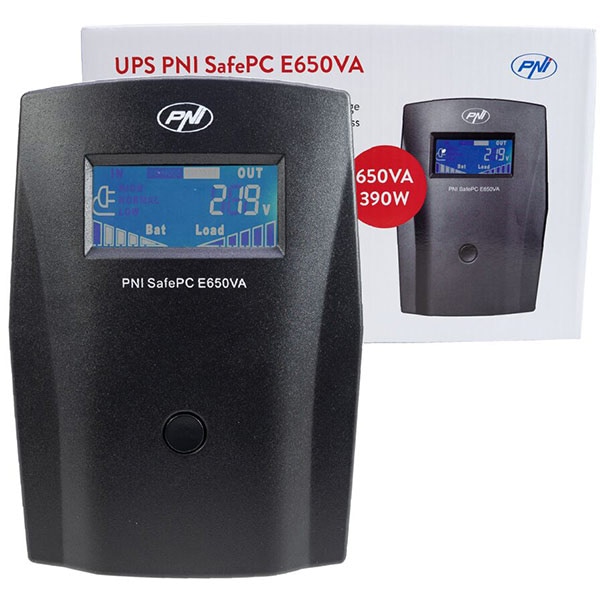 Unitate UPS PNI SafePC E650VA, 650VA, LCD, Schuko