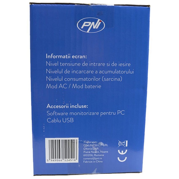 Unitate UPS PNI SafePC E650VA, 650VA, LCD, Schuko