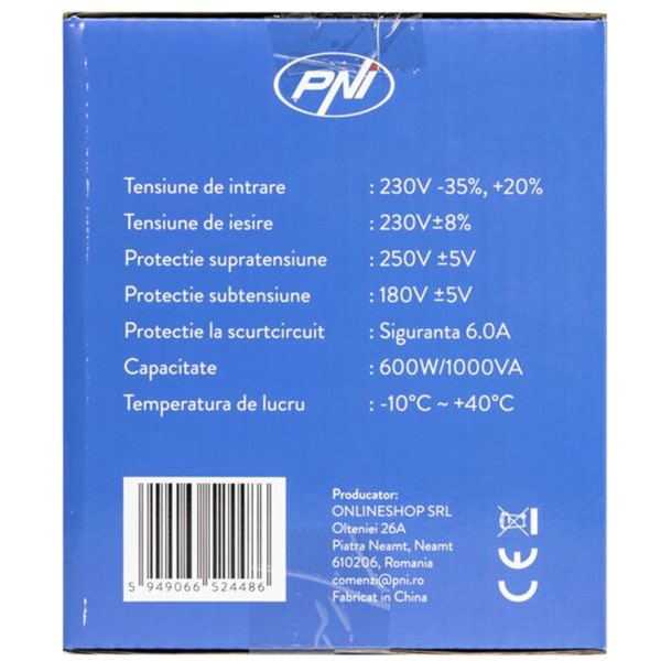 Stabilizator de tensiune PNI M1000VA, 600W