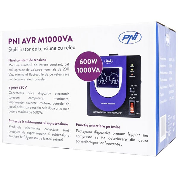 Stabilizator de tensiune PNI M1000VA, 600W
