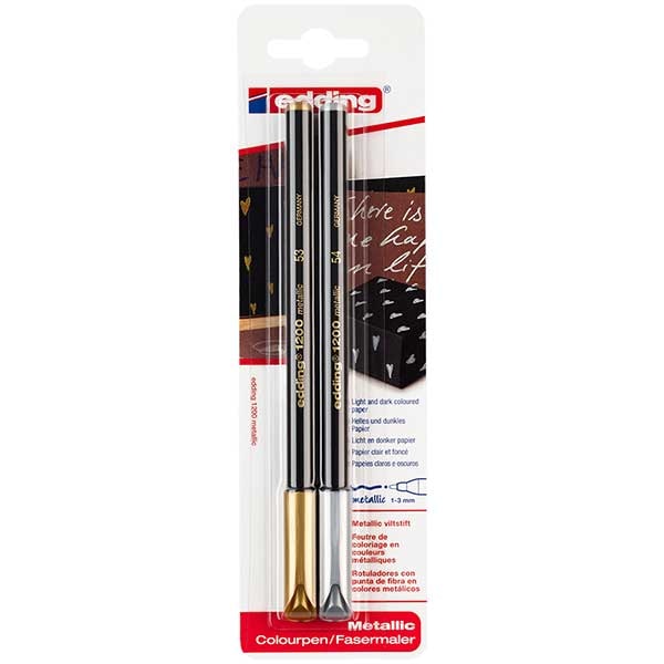Set markere EDDING 1200, 2 culori metalizate