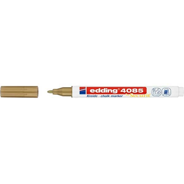 Set marker pentru sticla EDDING 4085, creta lichida pe baza de apa, 1-2 mm, 2 buc, auriu-argintiu