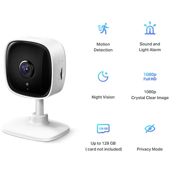 Camera IP Wireless interior TP-LINK Tapo TC60, 2MP, Full HD 1080p, IR, Night Vision, alb