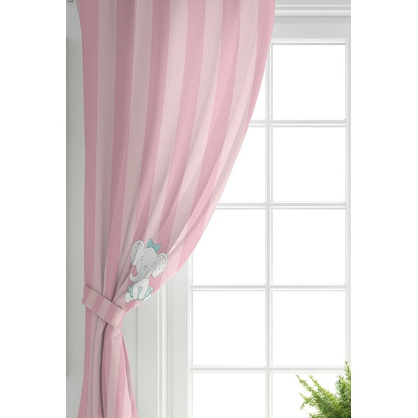 Draperie Mila Home Elephant, rejansa, 140 x 260 cm, semiopac, roz-alb