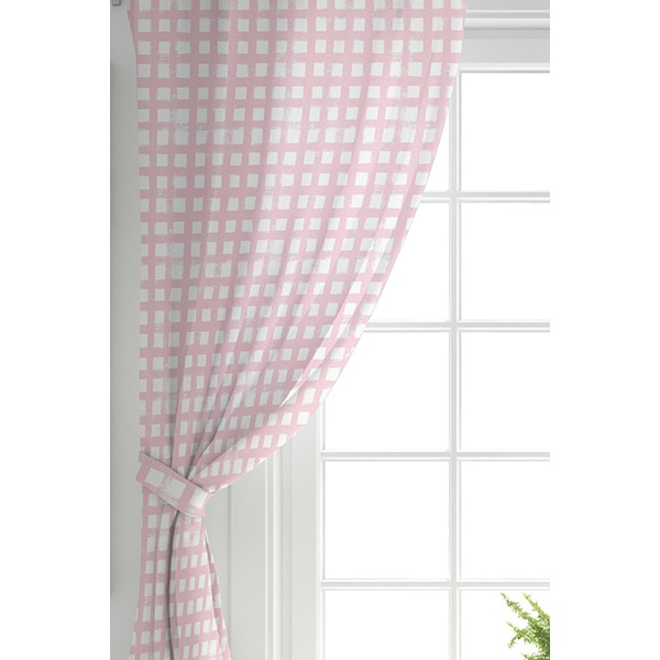 Set 2 draperii Mila Home, rejansa, 140 x 260 cm, semiopac, roz-alb