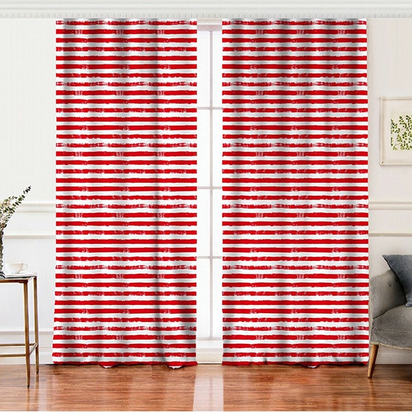 Set 2 draperii Mila Home, rejansa, 140 x 260 cm, semiopac, rosu-alb