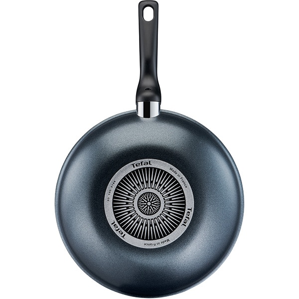 Tigaie Wok TEFAL XL Force C3851953, 28cm, aluminiu, Thermo Signal, negru