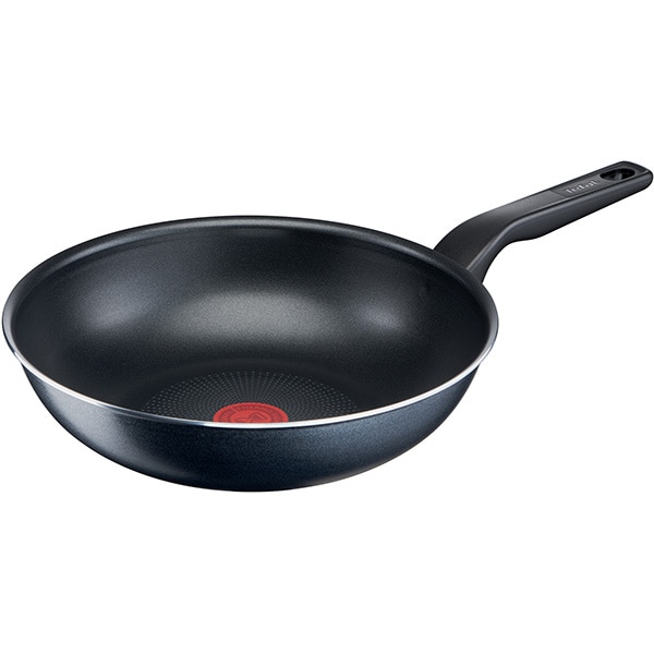 Tigaie Wok TEFAL XL Force C3851953, 28cm, aluminiu, Thermo Signal, negru