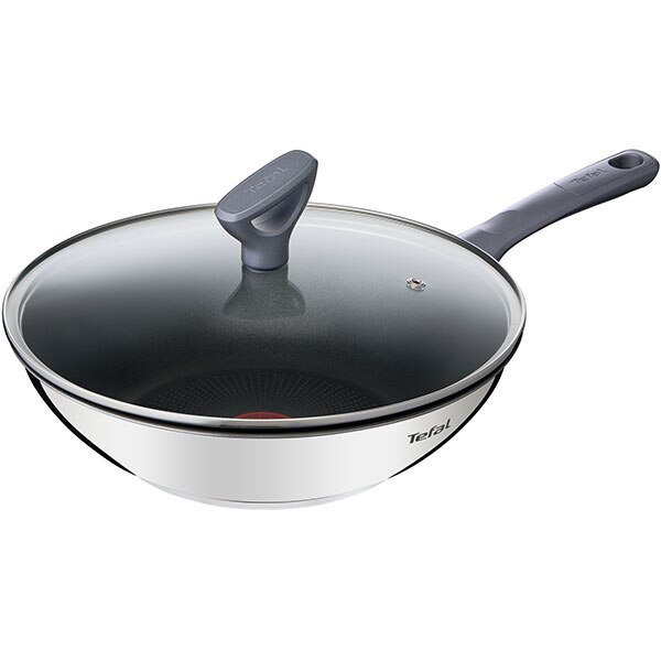 Tigaie Wok TEFAL Daily Cook G7309955, 28cm, otel, argintiu