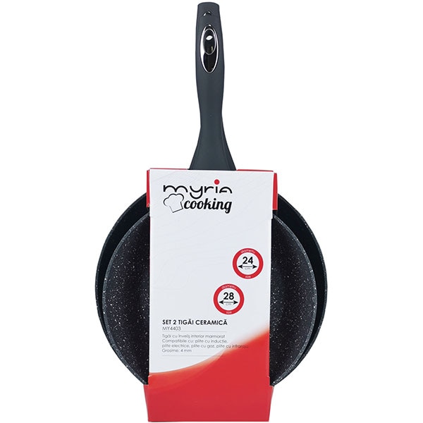 Set tigai MYRIA MY4403, 2 piese, 24-28cm, aliaj de aluminiu, gri