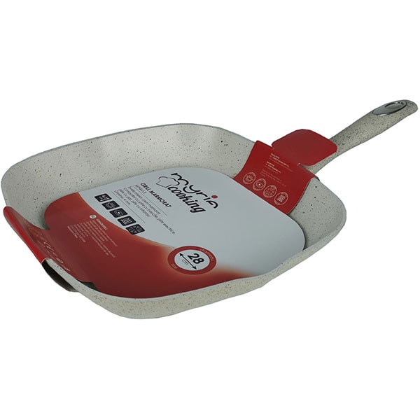 Tigaie Grill MYRIA MY4413, 28X28cm, aliaj aluminiu, crem