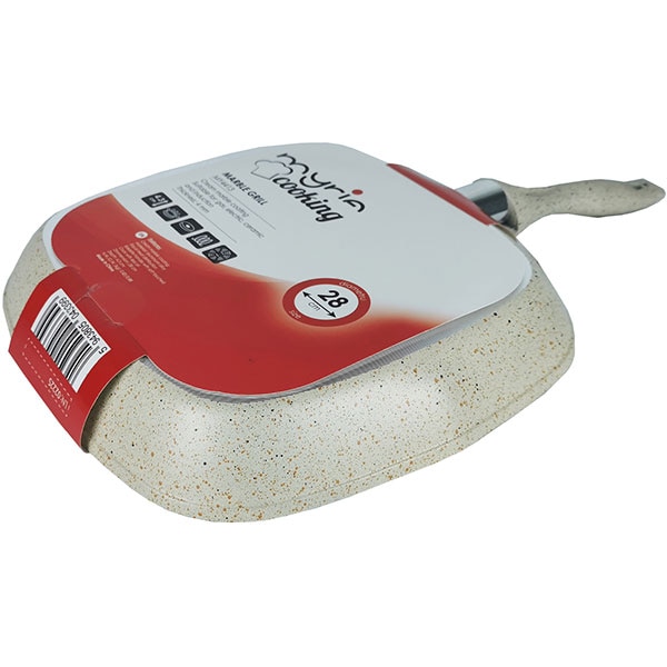 Tigaie Grill MYRIA MY4413, 28X28cm, aliaj aluminiu, crem