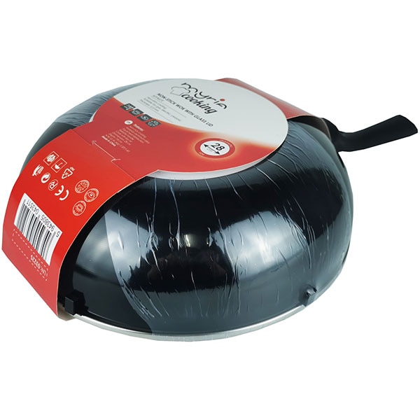 Tigaie Wok non-stick MYRIA MY4419, 28cm, aliaj aluminiu, negru