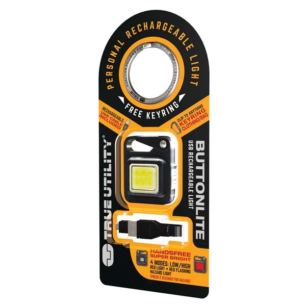 Lampa portabila LED TRUE UTILITY Buttonlite TU919K, 47 lumeni, Acumulator, negru