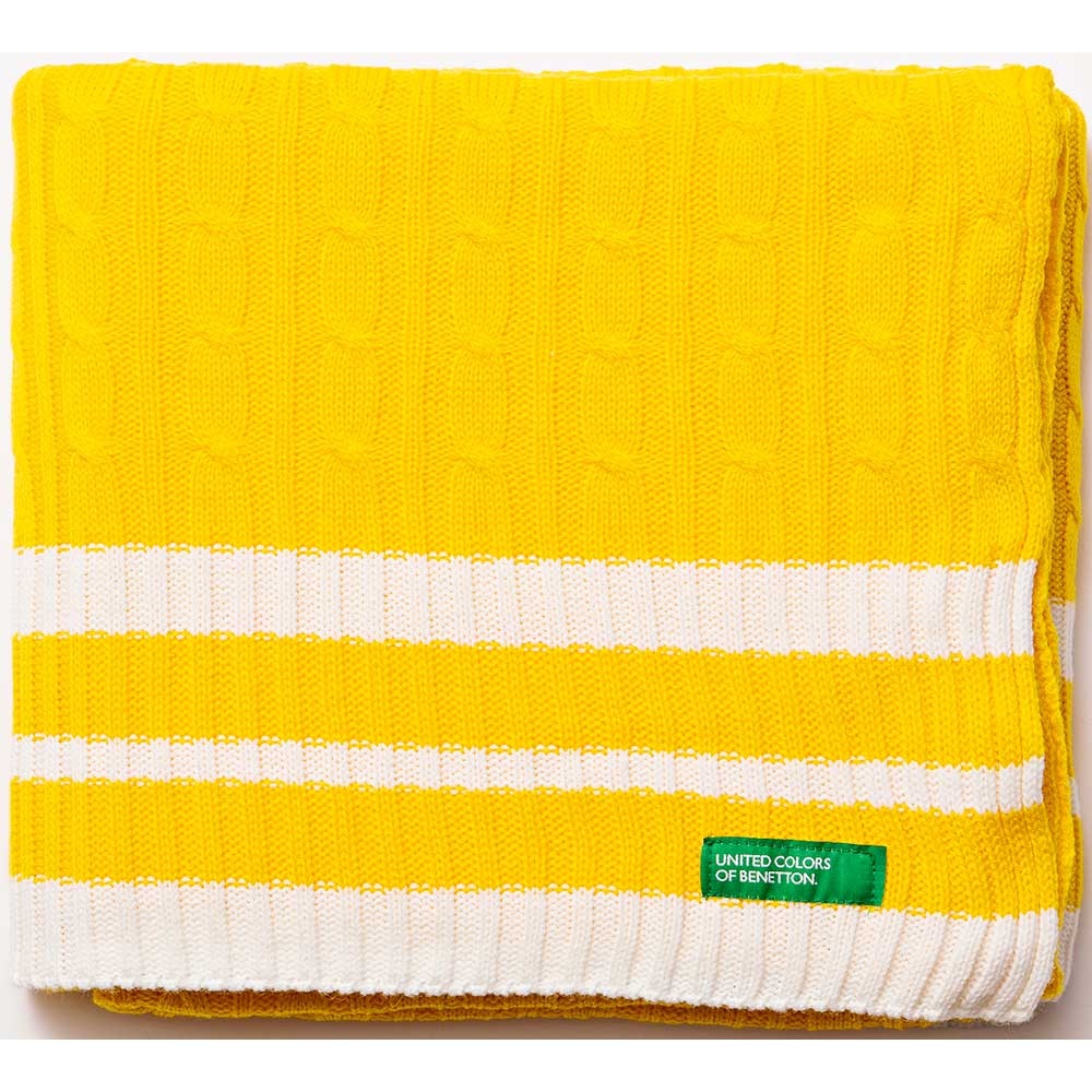 Patura BENETTON Rainbow1, 140 x 190 cm, acril, galben-alb