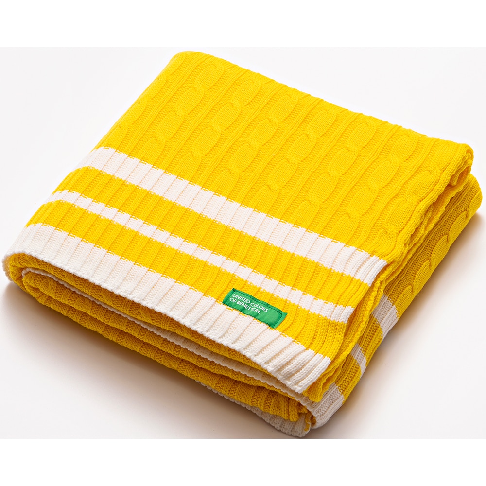 Patura BENETTON Rainbow1, 140 x 190 cm, acril, galben-alb