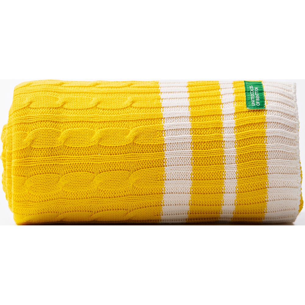 Patura BENETTON Rainbow1, 140 x 190 cm, acril, galben-alb