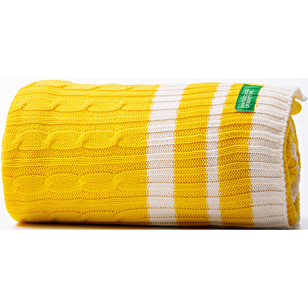 Patura BENETTON Rainbow1, 140 x 190 cm, acril, galben-alb