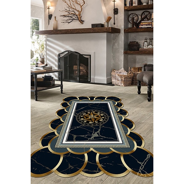 Covor living / dormitor Queen, 160 x 230 cm, poliester, auriu-gri-negru