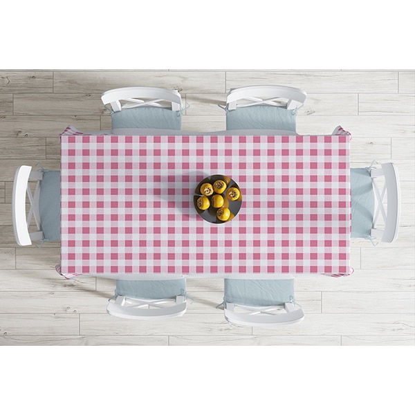 Fata de masa Clasic, poliester + bumbac, 140 x 180 cm, alb-roz