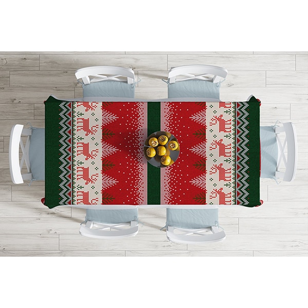 Fata de masa Decor 4 Craciun, poliester + bumbac, 140 x 180 cm, multicolor