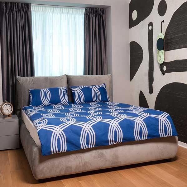 Lenjerie de pat Navy, 2 persoane, 100% bumbac, 200 x 220 cm, 3 piese