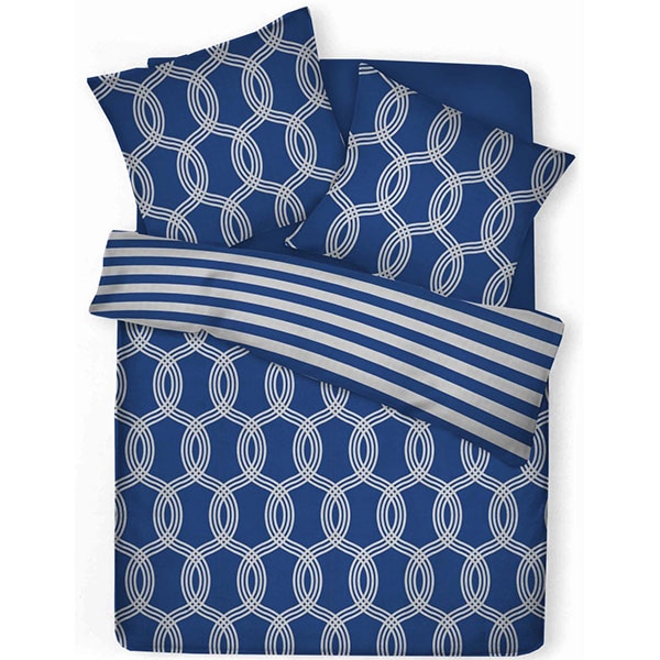 Lenjerie de pat Navy, 2 persoane, 100% bumbac, 200 x 220 cm, 3 piese