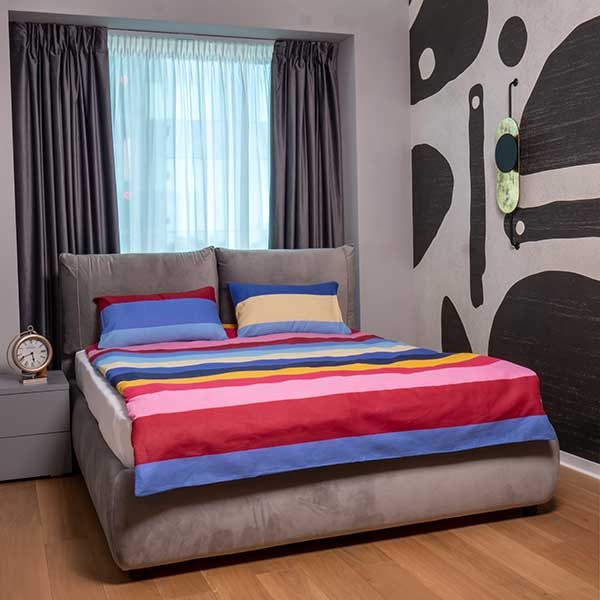 Lenjerie de pat Colors, 2 persoane, 100% bumbac, 200 x 220 cm, 3 piese