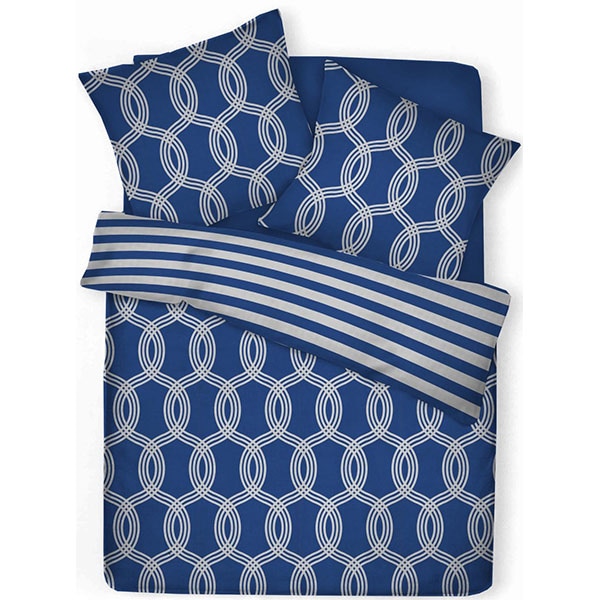 Lenjerie de pat Navy, 2 persoane, 100% bumbac, 220 x 200 cm, 3 piese
