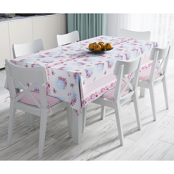 Fata de masa Flowers, poliester + bumbac, 140 x 180 cm, multicolor