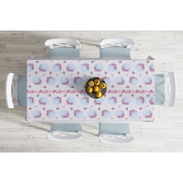 Fata de masa Flowers, poliester + bumbac, 140 x 180 cm, multicolor