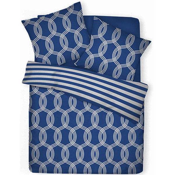 Lenjerie de pat Navy, 2 persoane, 52% poliester + 48% bumbac, 160 x 220 cm, 3 piese