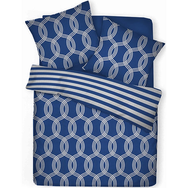 Lenjerie de pat Navy, 2 persoane, 52% poliester + 48% bumbac, 200 x 220 cm, 3 piese