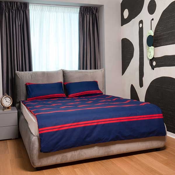 Lenjerie de pat Red and Blue, 2 persoane, 52% poliester + 48% bumbac, 220 x 200 cm, 3 piese